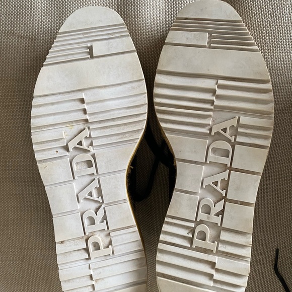 PRADA NAVY PATENT LEATHER YELLOW MICROSOLE PLATFORM ESPADRILLE BROGUES - Picture 5 of 11